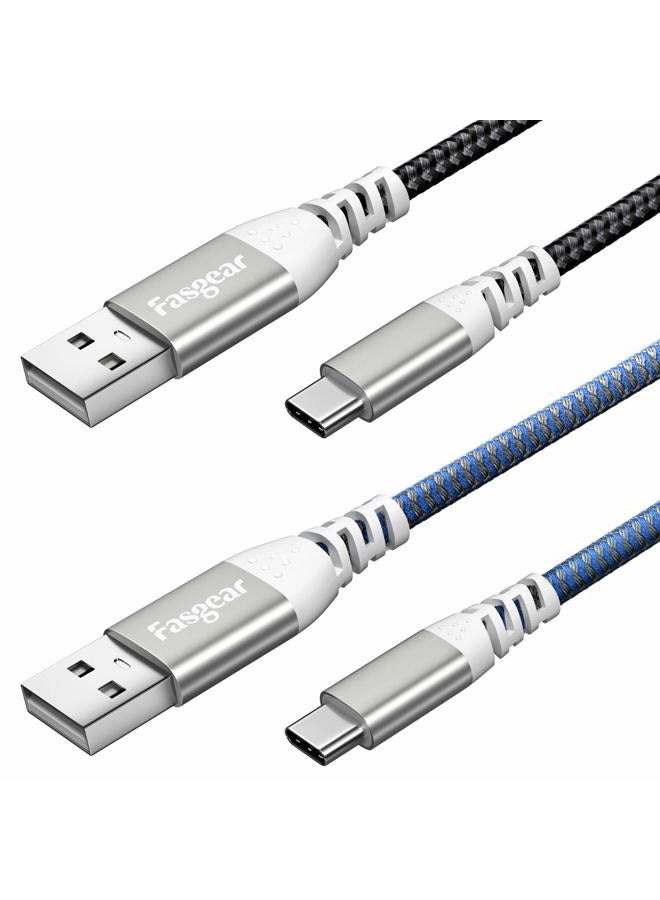 Fasgear 5m USB C Cable, 2-Pack 16.5ft Super Long Fast Charging USB 2.0 Type-C Cords Quick Charger Compatible for Galaxy S9/S10 Plus/S20 Ultra/Note 8,Pixel 4 XL, LG V30, Switch (Black&Blue) - Image 1